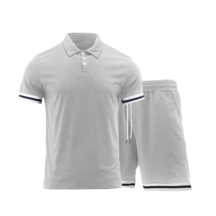 Men's Short Sleeve Sports Set with High-Quality Contrast Stripes and an Elastic Waist Lune London