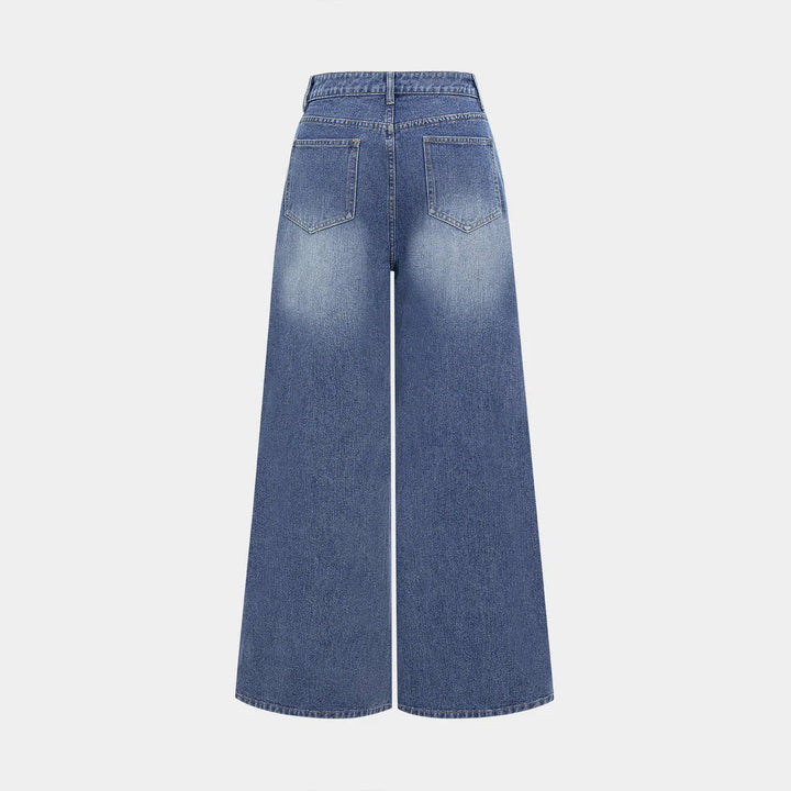 Ladies fashionable high-waist jeans with wide leg Lune London