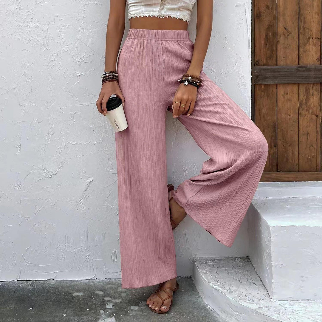 Wide pleated pants for women with elastic waist and elegant drape Lune London