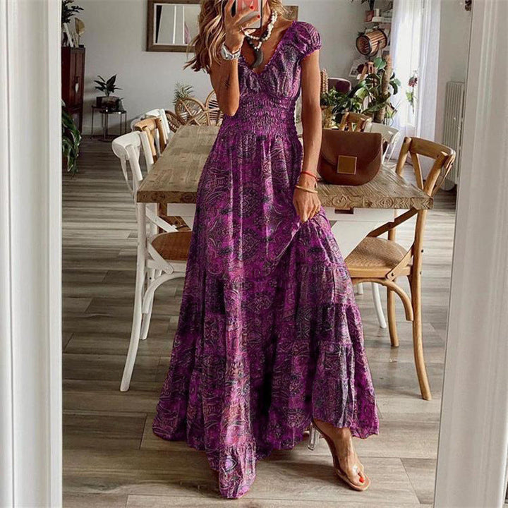 Women's Maxi Dress with Boho Design and Swinging Hem Lune London