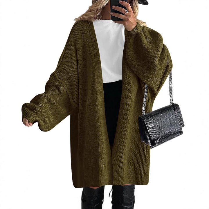 Casual knit coat for women with open cut and wide sleeves Lune London