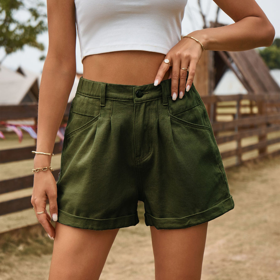 High-waisted loose denim shorts for women with practical pockets Lune London