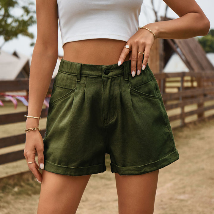 High-waisted loose denim shorts for women with practical pockets Lune London
