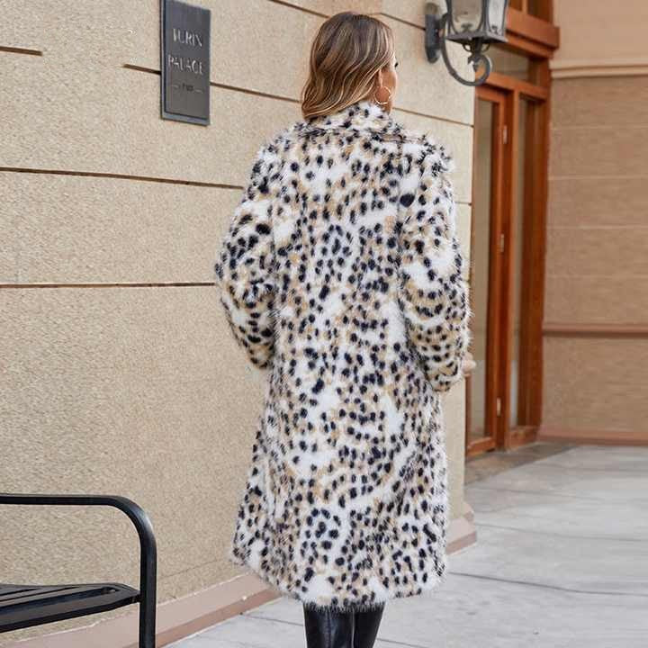Ladies Cozy Leopard Coat with Belt and Chic Collar