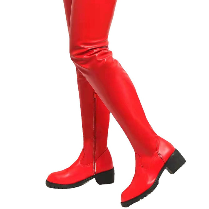 Knee-high synthetic leather boots for women with non-slip sole Lune London