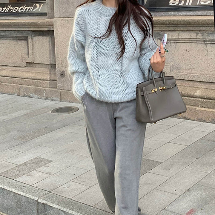 Pull femme en tricot épais avec design en câble et coupe douce Chic & Stil