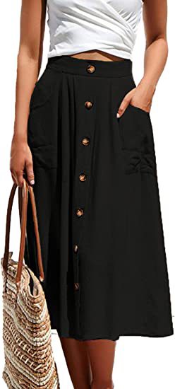Midi skirt for women with button placket and practical pockets Lune London