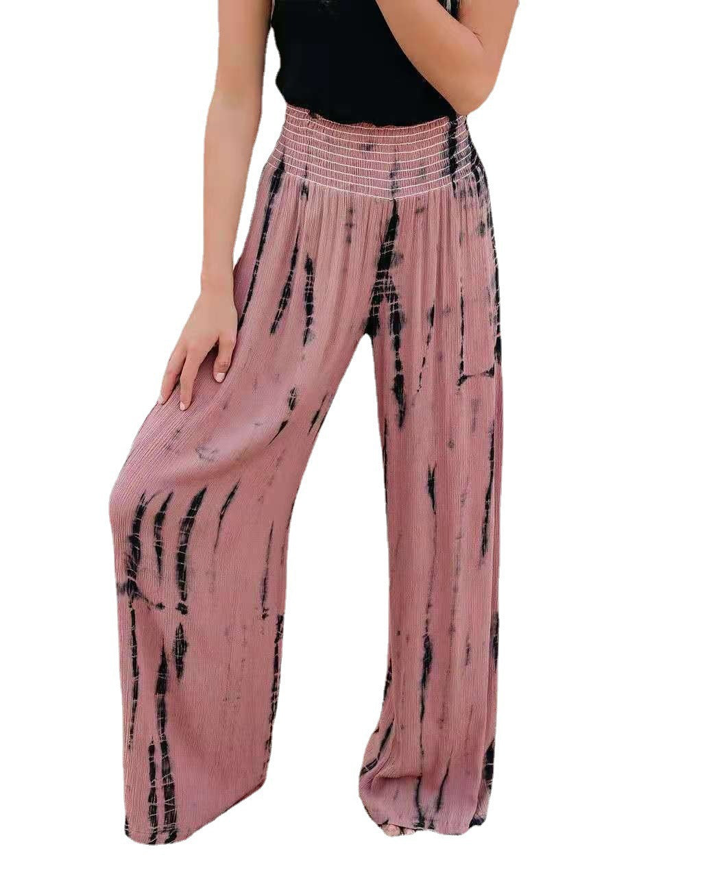 Loose leisure pants for women with elastic waist and striped pattern Lune London