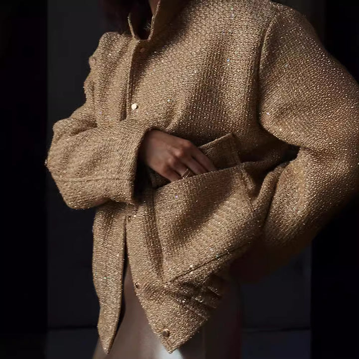 Ladies glamorous sparkling jacket with oversized fit and trendy pockets Lune London