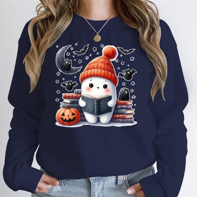 Sweat-shirt pour femmes avec motif d'Halloween mignon et design de livre Chic & Stil