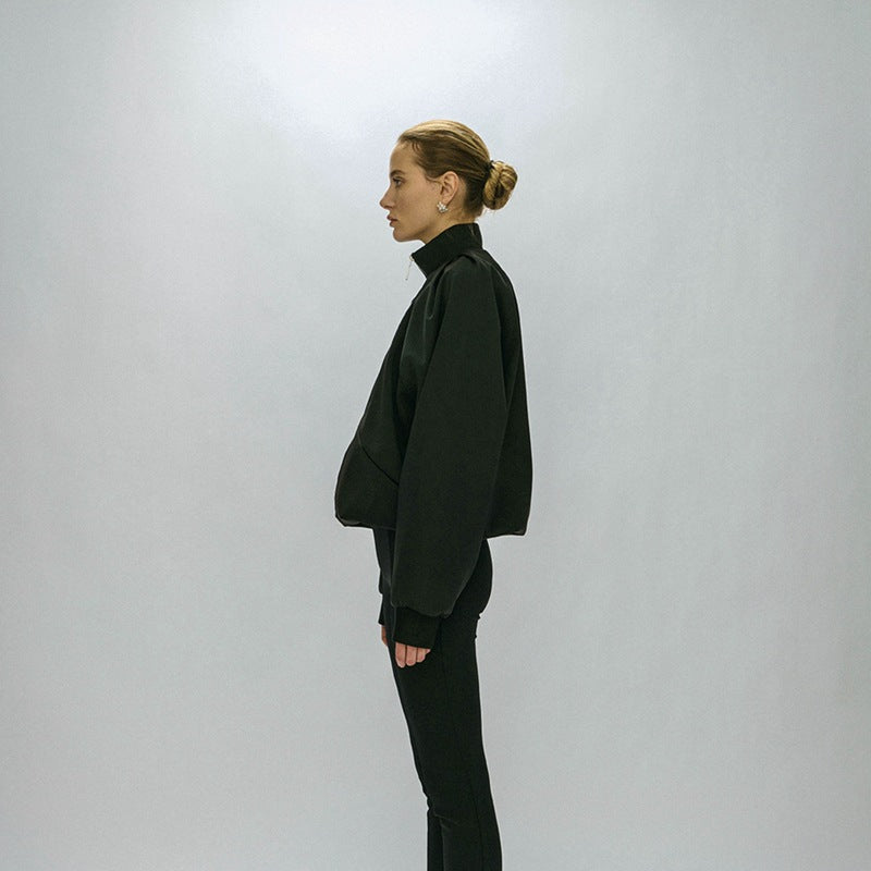 Women's sporty transitional jacket with high collar and practical zip pockets Lune London