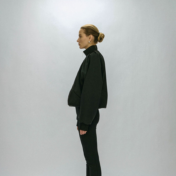 Women's sporty transitional jacket with high collar and practical zip pockets Lune London