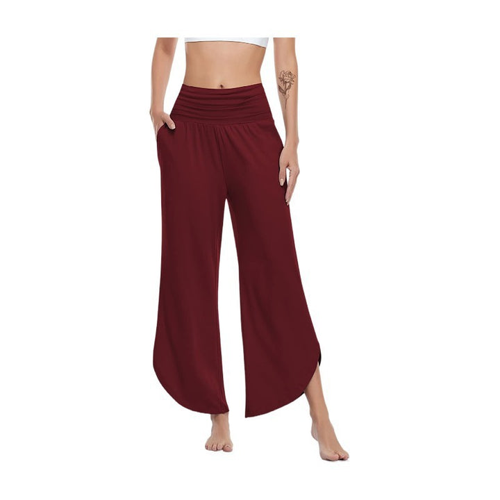 Wide Palazzo Pants for ladies with flexible waist and side slits Lune London
