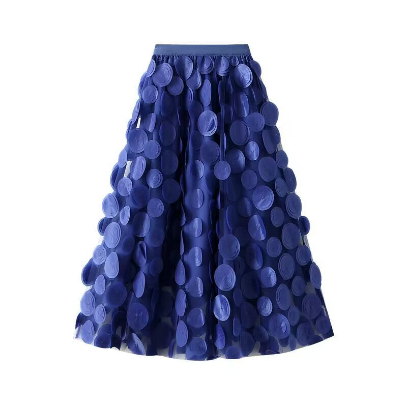 Elegant tulle skirt for women with 3D flower appliqués Lune London