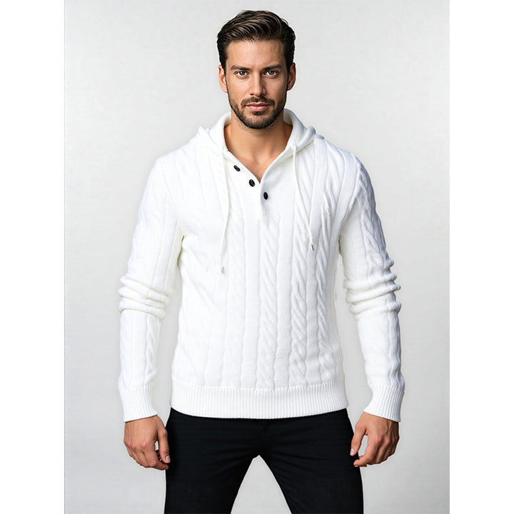 Chunky knit hoodie for men with modern embossed pattern Lune London
