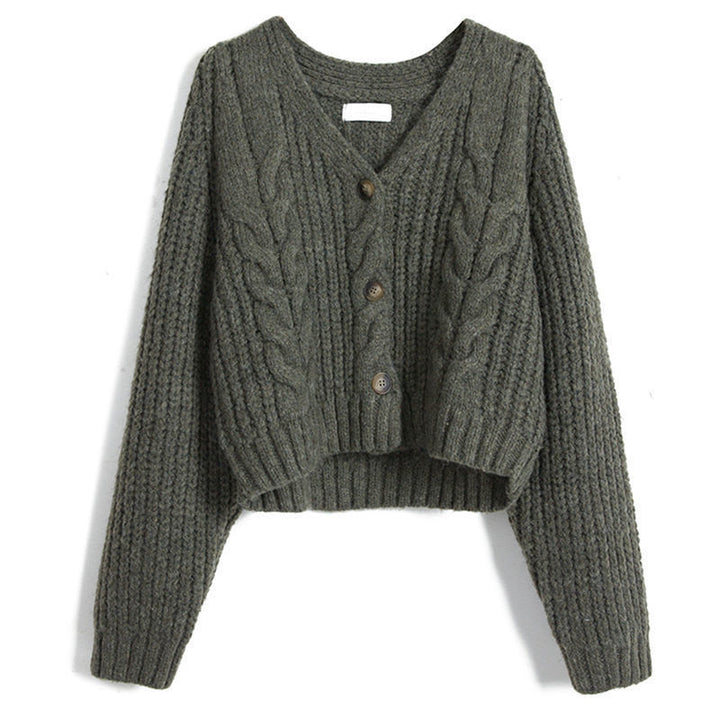 Ladies cozy knit pullover with decorative cable pattern Lune London