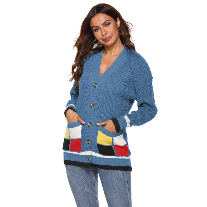 Knit jacket for women with colorful details and large buttons Lune London