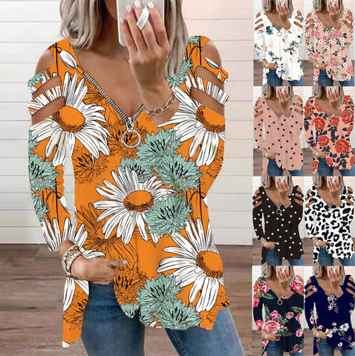 Women's blouse with a floral cutout design and a casual V neck Lune London