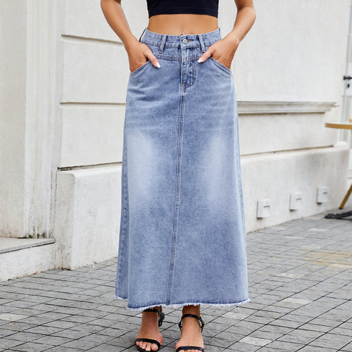 High-quality denim maxi skirts for women Lune London
