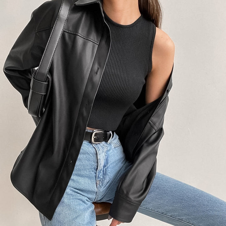 Shirt jacket in faux leather for women Lune London