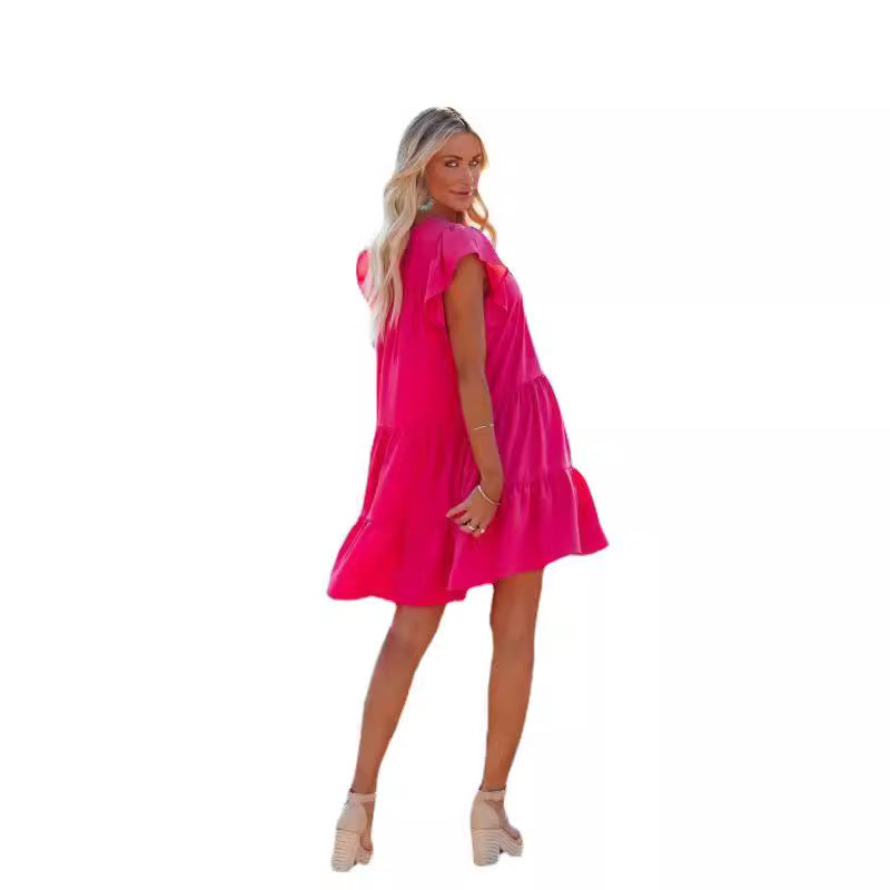 Ladies Mini Flowy Tiered Dress Lune London