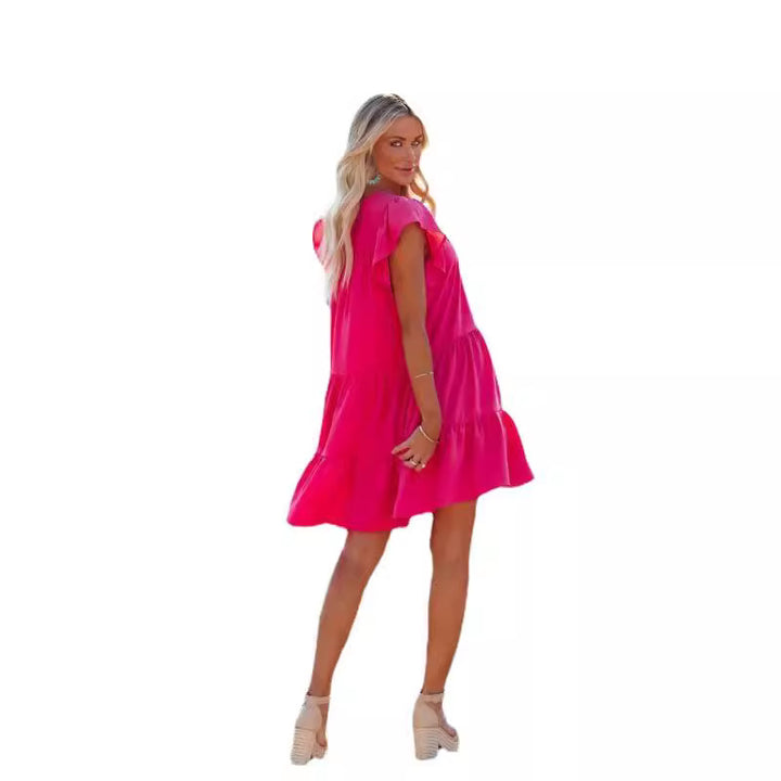 Ladies Mini Flowy Tiered Dress Lune London