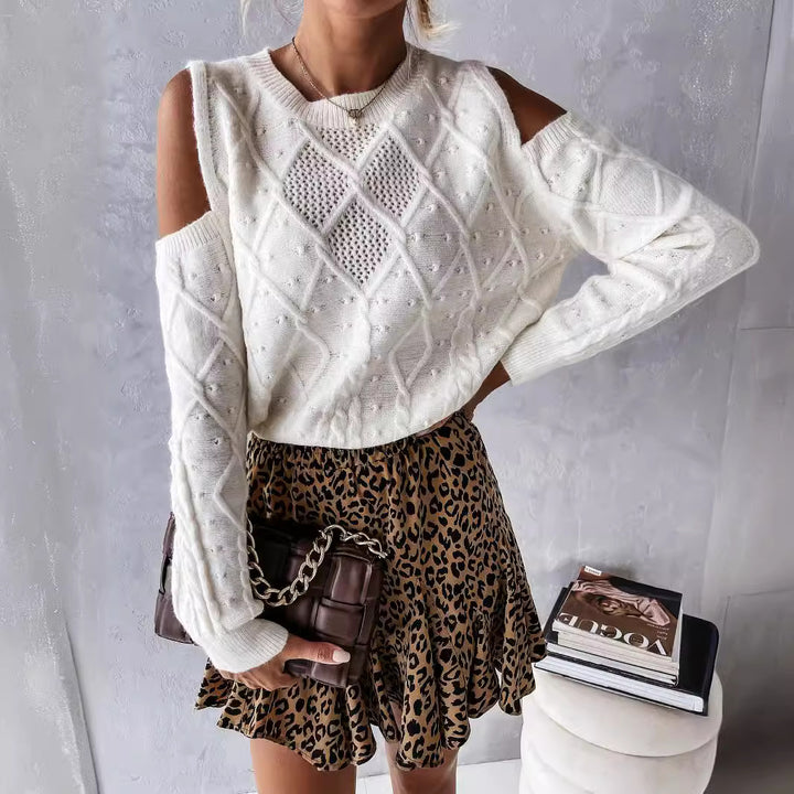 Pull en tricot pour femmes avec un motif en dentelle à la mode et des détails en câble Chic & Stil