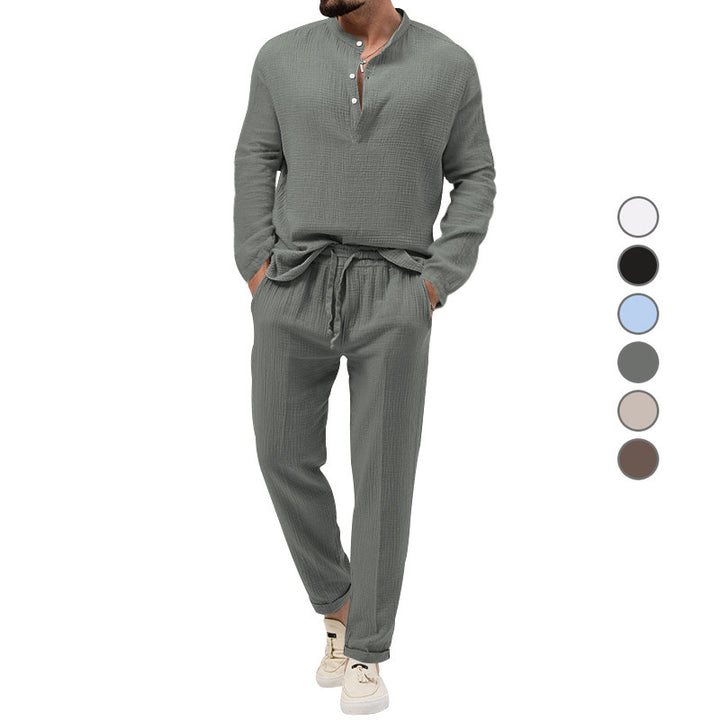 Casual men's set with button placket and elastic waist Lune London