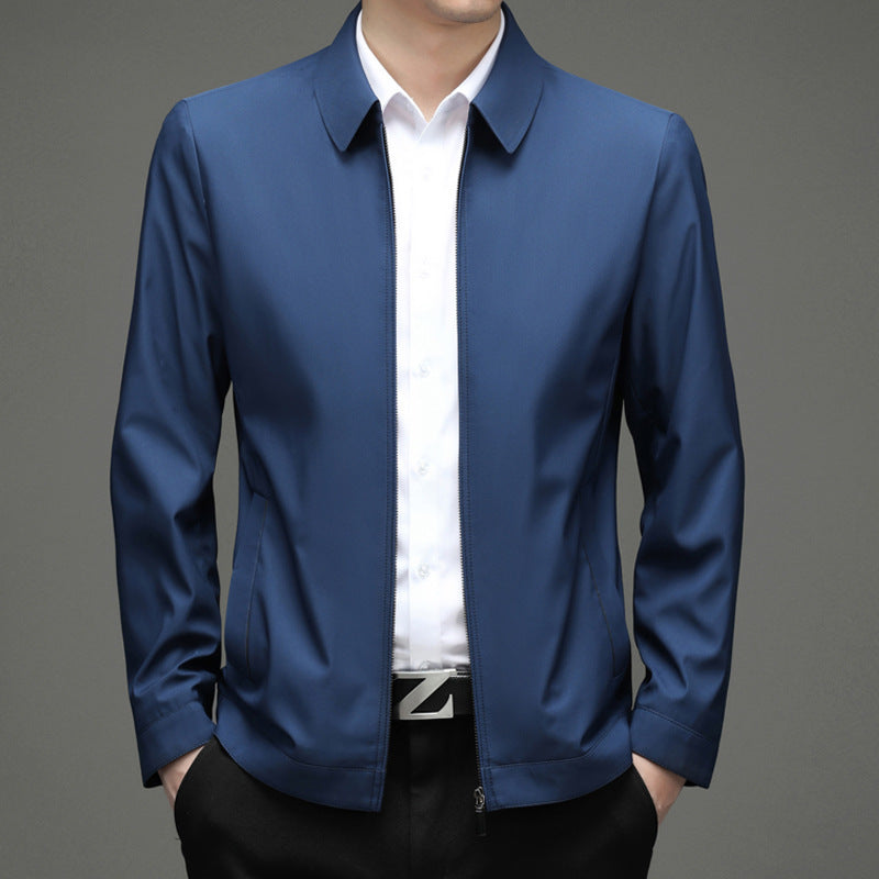 Fashionable men's transition jacket with stylish high collar and practical pockets Lune London