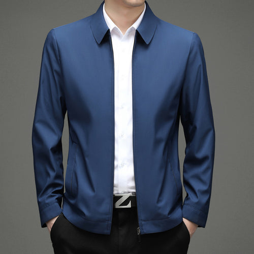 Fashionable men's transition jacket with stylish high collar and practical pockets Lune London