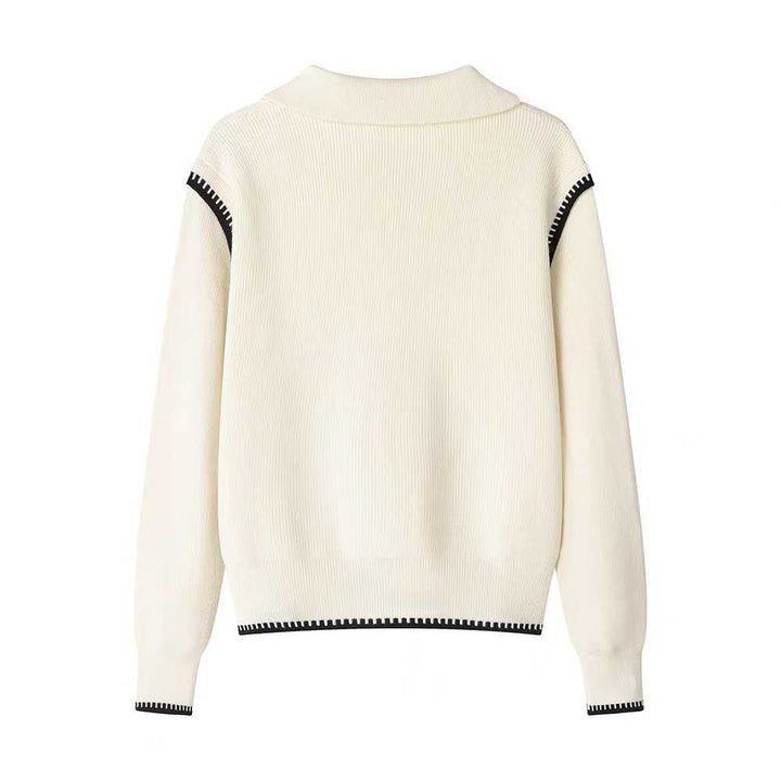 Knitted sweater for women with high collar and zipper Lune London