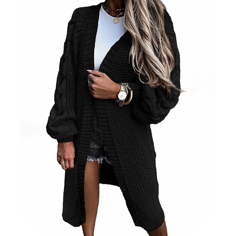 Cardigan en tricot épais pour femmes avec des manches volumineuses et une ouverture devant Chic & Stil