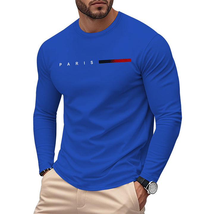 Men's Long Sleeve T-Shirt with Modern Paris Print and Elastic Hem Lune London