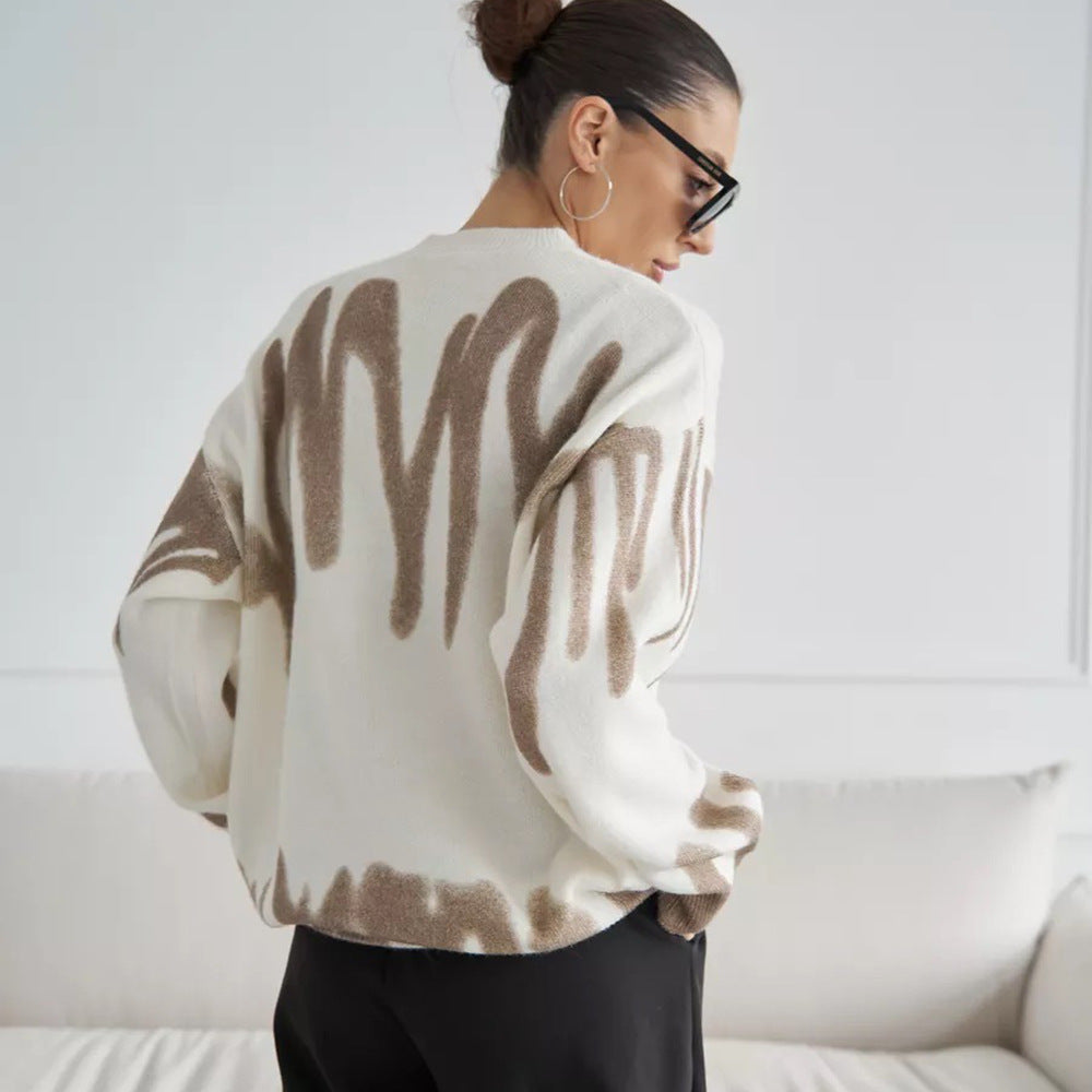 Oversized sweater for women with creative pattern and soft textured material Lune London