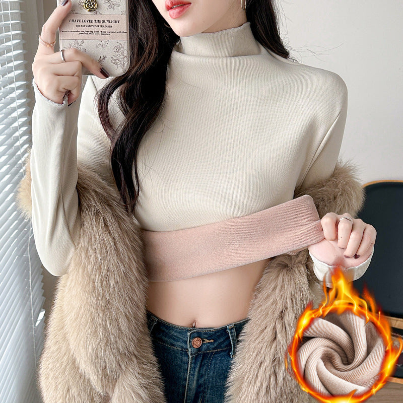 Women's fitted long sleeve top with high collar Chic & Stil