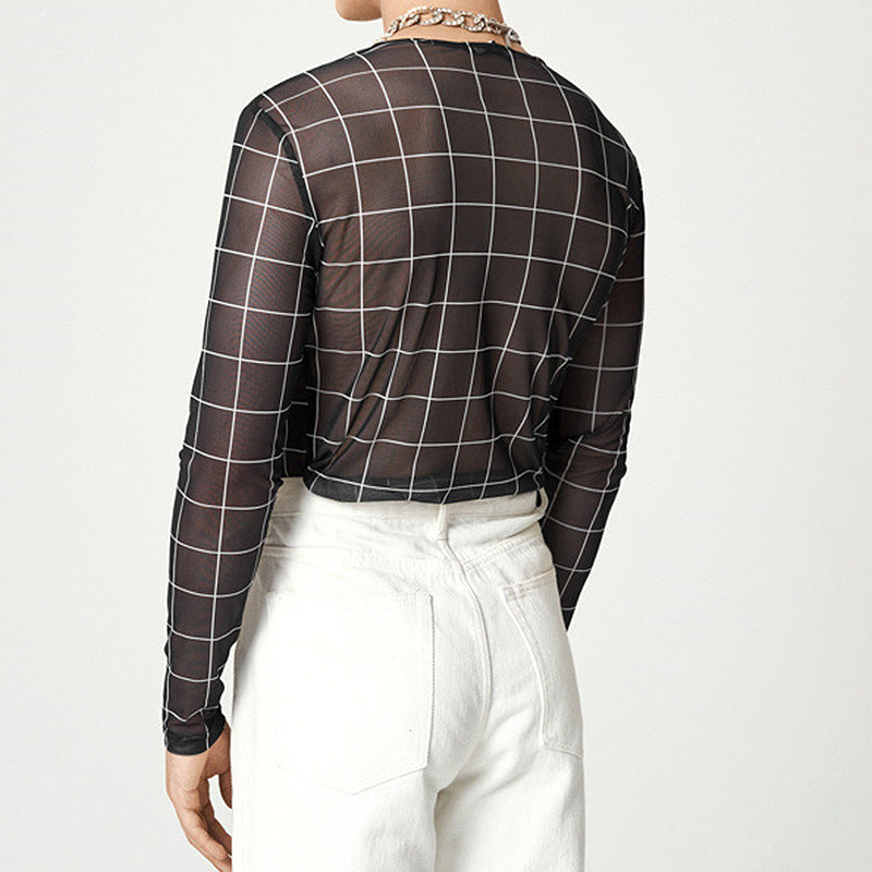 Men's mesh top with a modern checkered pattern and breathable fabric Lune London