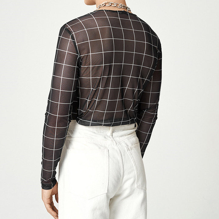 Men's mesh top with a modern checkered pattern and breathable fabric Lune London