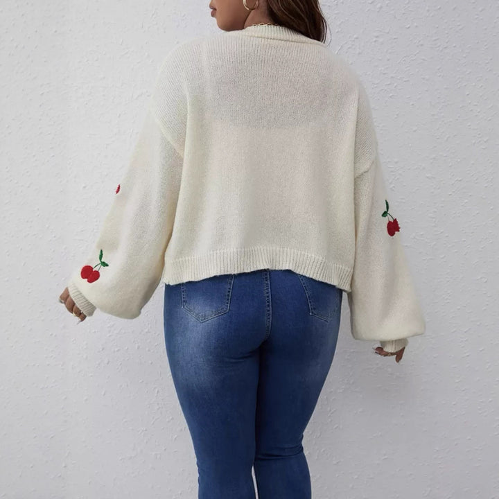 Ladies Large Cardigan with playful cherry pattern Lune London