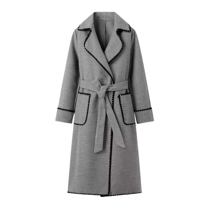 Elegant trench coat for ladies with contrasting trim and waist belt Lune London