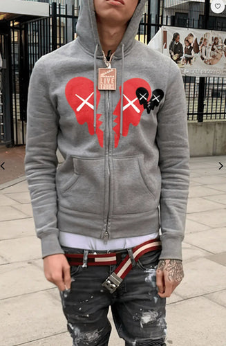 Men's hoodie with a catchy heart pattern Lune London