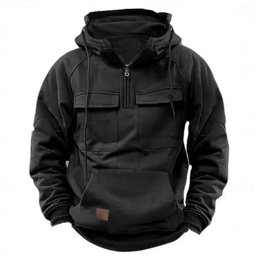 Hooded sweatshirt for men with practical pockets and full zipper Lune London
