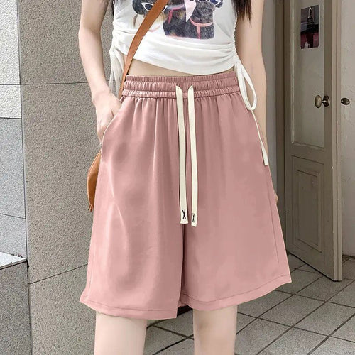 Women comfortable sports shorts with elastic waistband and decorative drawstring Lune London