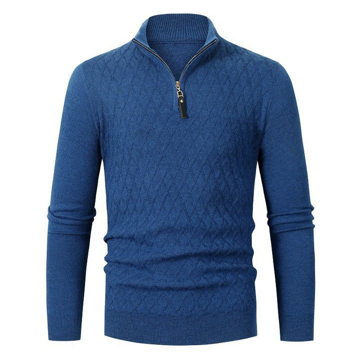 Knitted sweater for men with high collar and zipper Lune London
