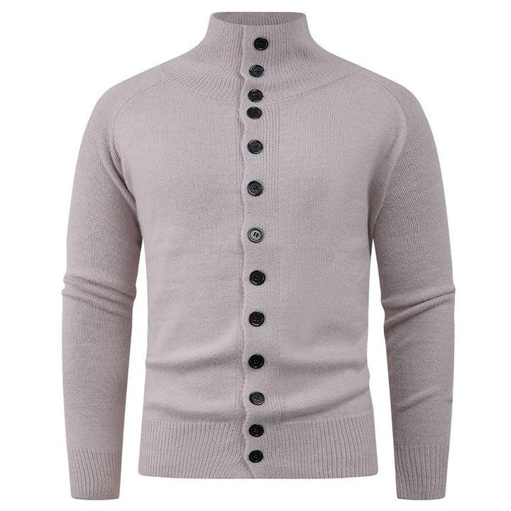 Men's knitted jacket with modern stand-up collar and button closure Lune London