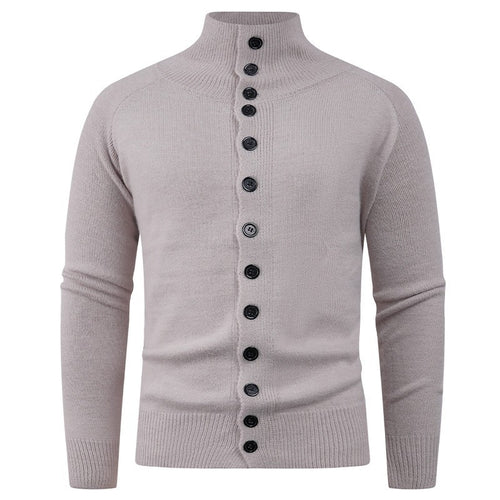 Men's knitted jacket with modern stand-up collar and button closure Lune London