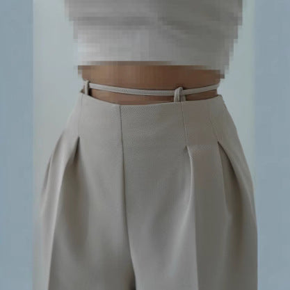 Pantalons chino taille haute pour femme avec nœud décoratif Chic & Stil
