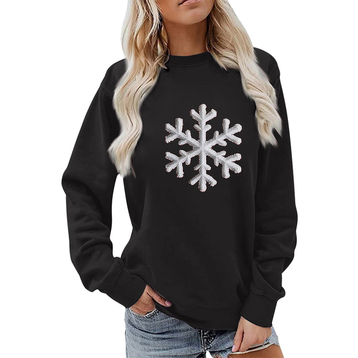 Sweat-shirt pour femmes avec design de flocon de neige brillant et coupe décontractée Chic & Stil