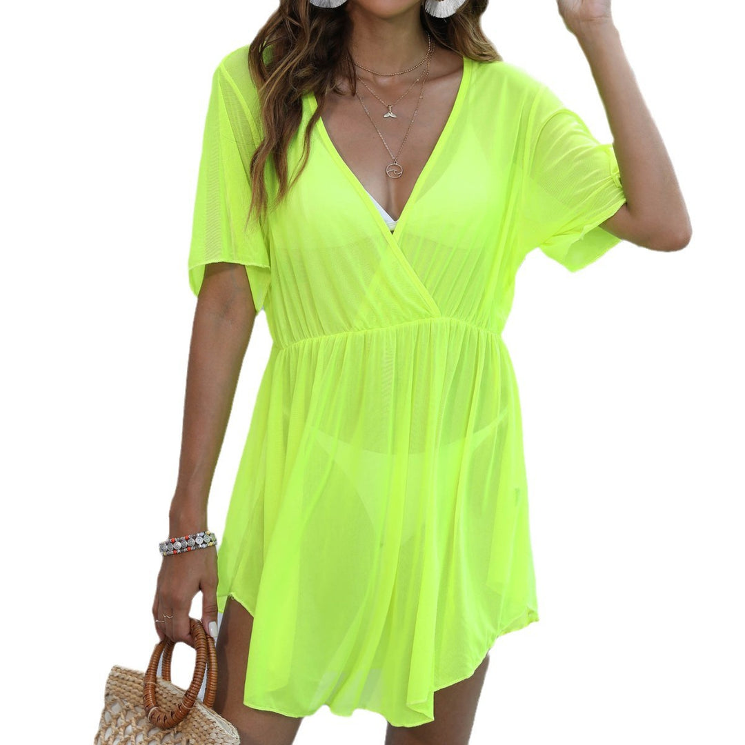 Ladies Transparent Beach Dress with V-Neck Lune London