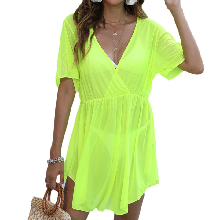 Ladies Transparent Beach Dress with V-Neck Lune London