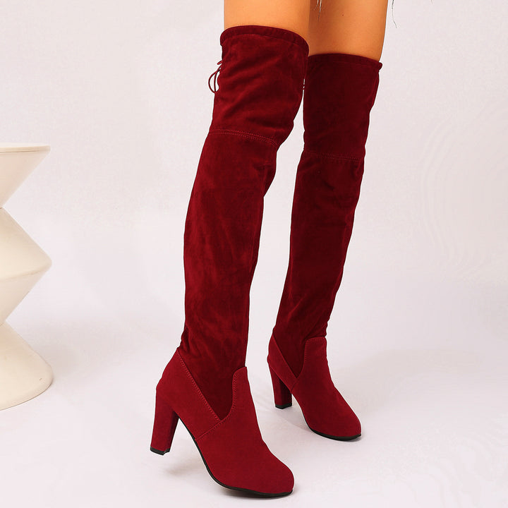 Over-the-knee boots for women with a modern design and an elegant block heel Lune London